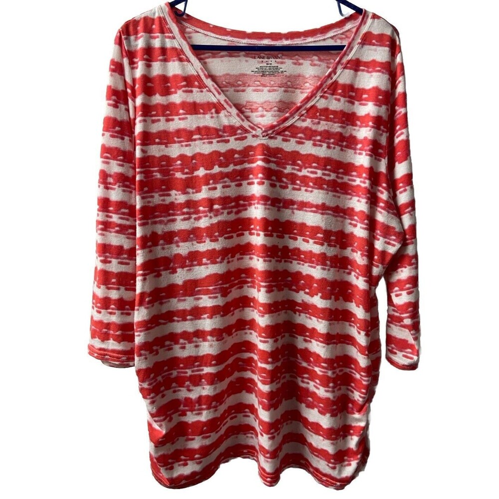 Lane Bryant Top Womens Plus 18/20 Knit V Neck 3/4 Sleeve Casual Pullover Blouse